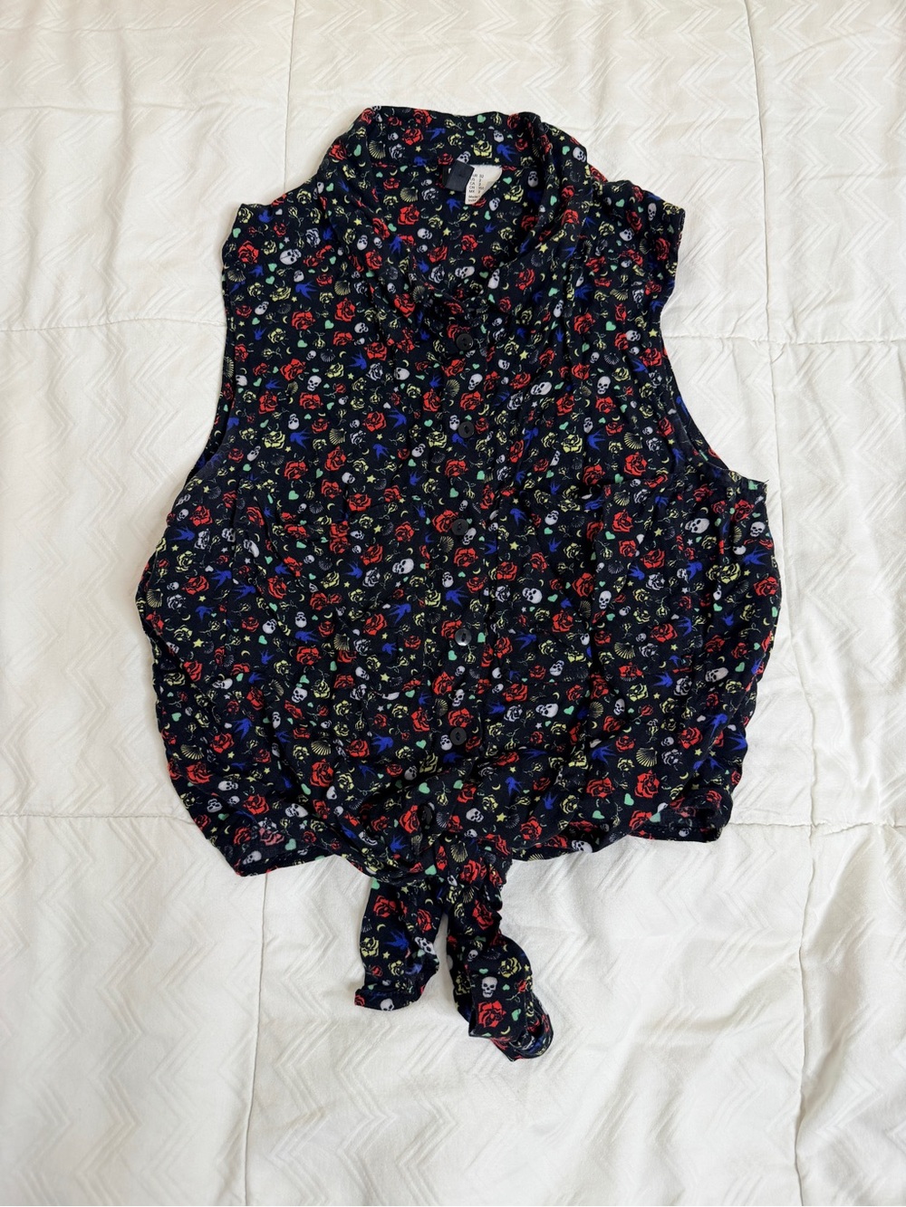 H&M Floral Skull Print Blouse